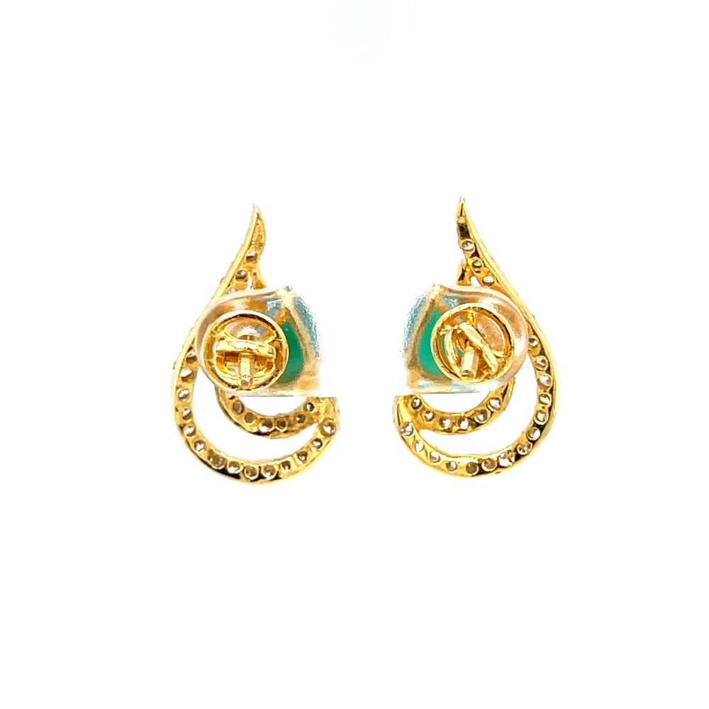 Green stone drop shape diamond earring in 14k yellow gold 9top93 - Image 5