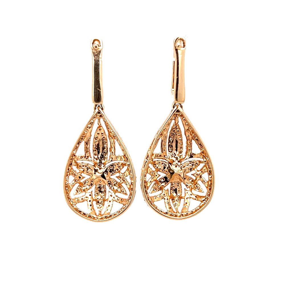Six petal flower & drop diamond pendant in 18k rose gold 9top61 - Image 5