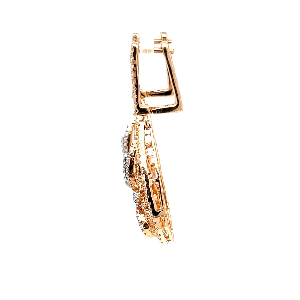 Six petal flower & drop diamond pendant in 18k rose gold 9top61 - Image 4