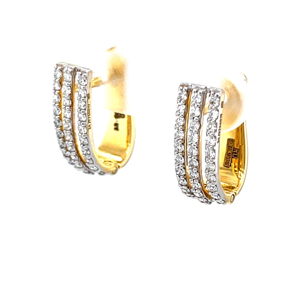 Three lines full ear loops in diamond & 18k hallmark gold 9top62 - Image 3