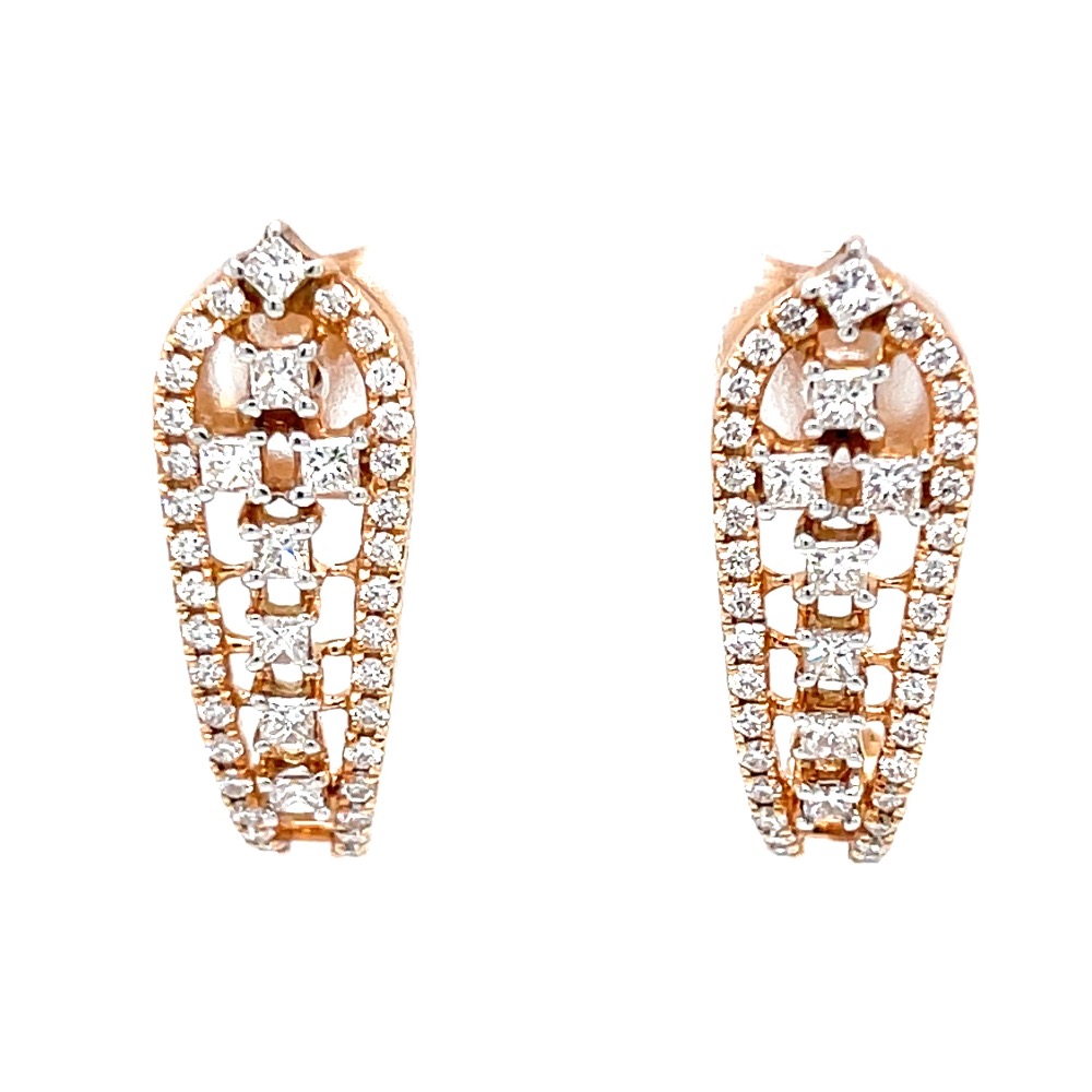 Diamond ear loops with round & princess cut diamonds 9top25