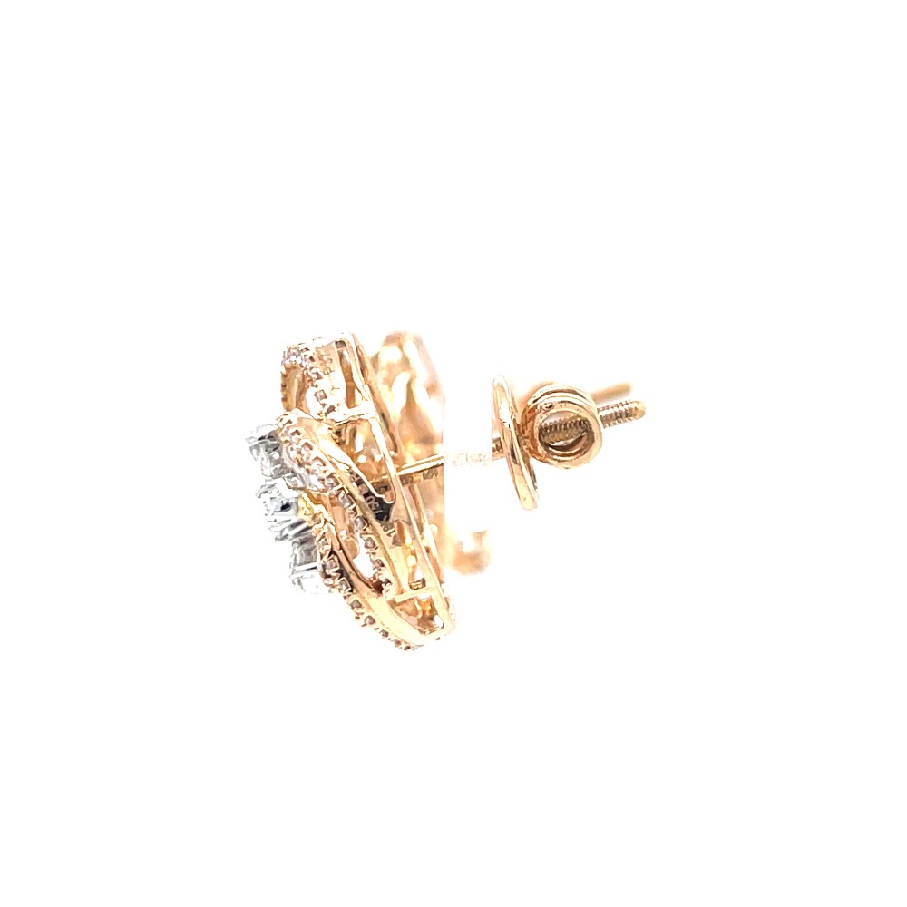 Flower with circular motif diamond tops in hallmarked rose gold - Image 4