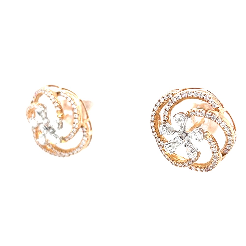 Flower with circular motif diamond tops in hallmarked rose gold - Image 3