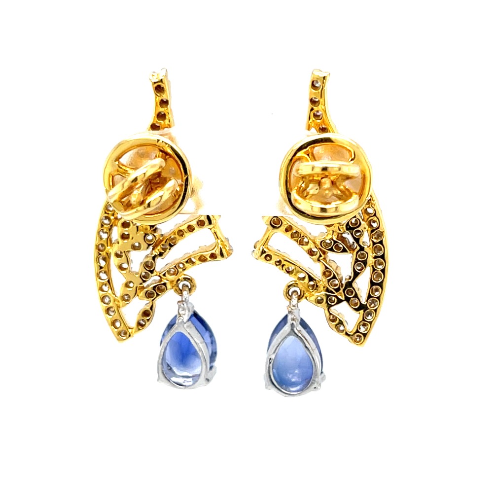 Blue stone diamond earrings in 14k yellow gold 9top94 - Image 5
