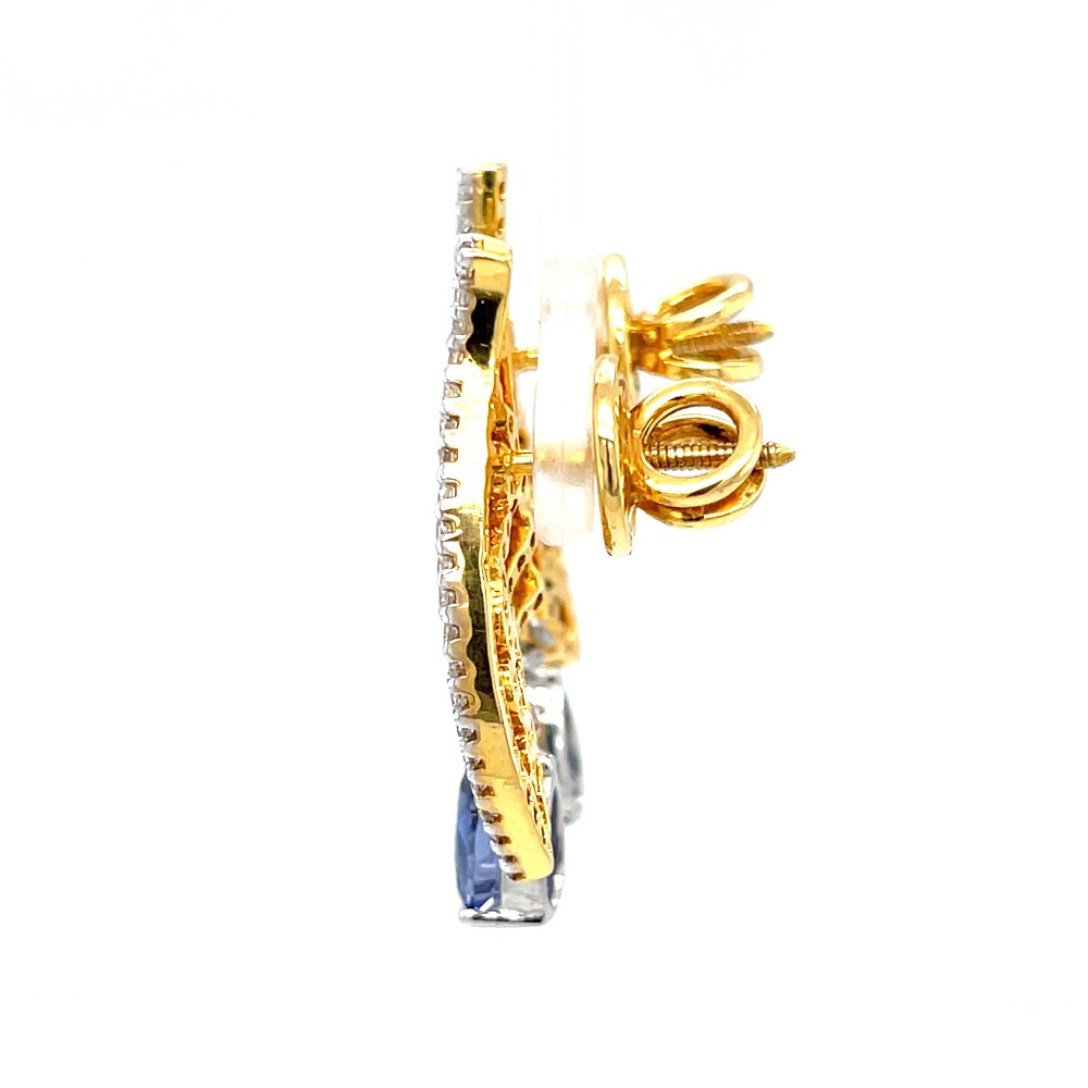 Blue stone diamond earrings in 14k yellow gold 9top94 - Image 4