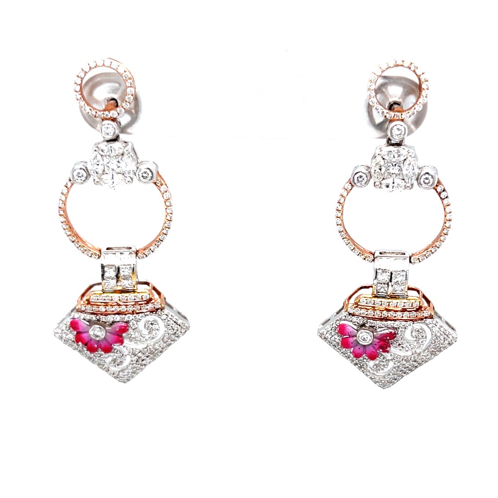 Hermoso diamond chandelier with painted flower in rose gold 8top241