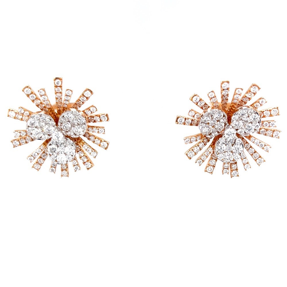 Trio circle with sunflower background diamond earrings 8top232