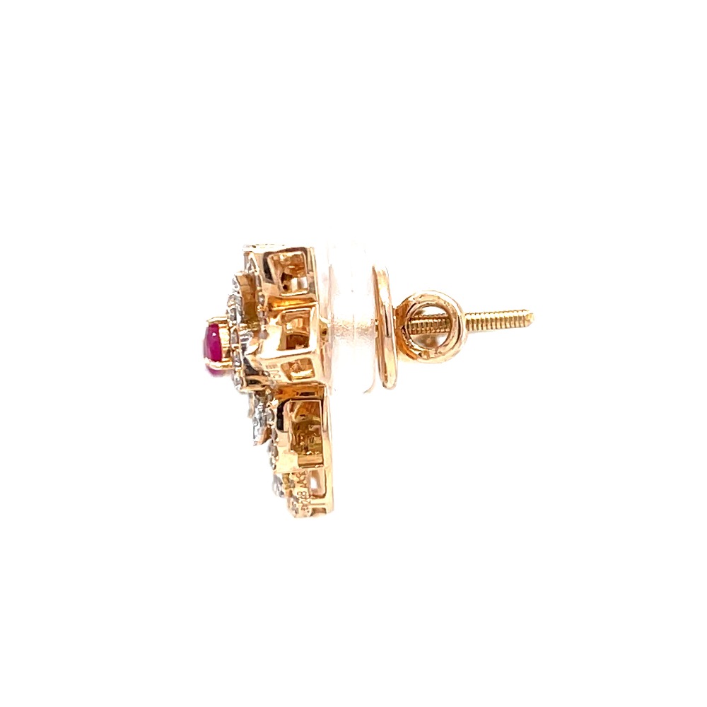 Incroyable diamond earring with red colour stone in rose gold 8shp36 - Image 4