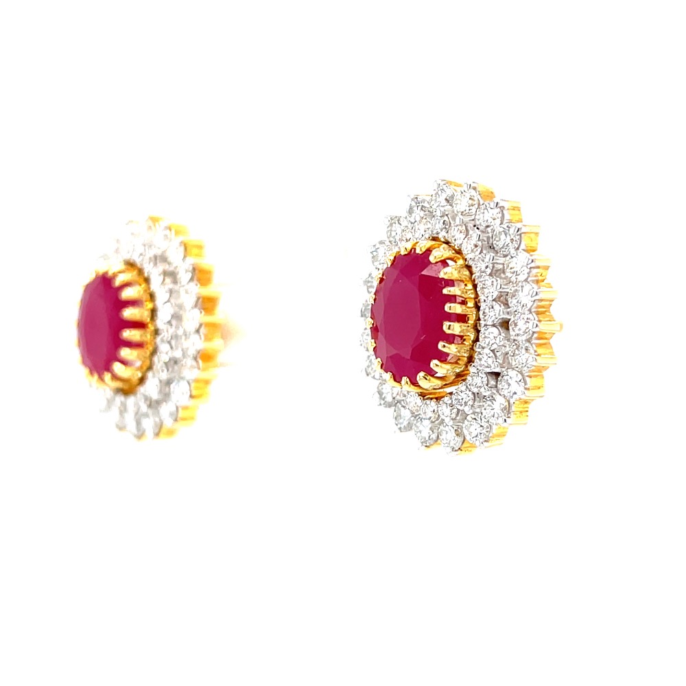 Grandiose Detachable diamond & ruby earrings in yellow gold 8top77 - Image 3