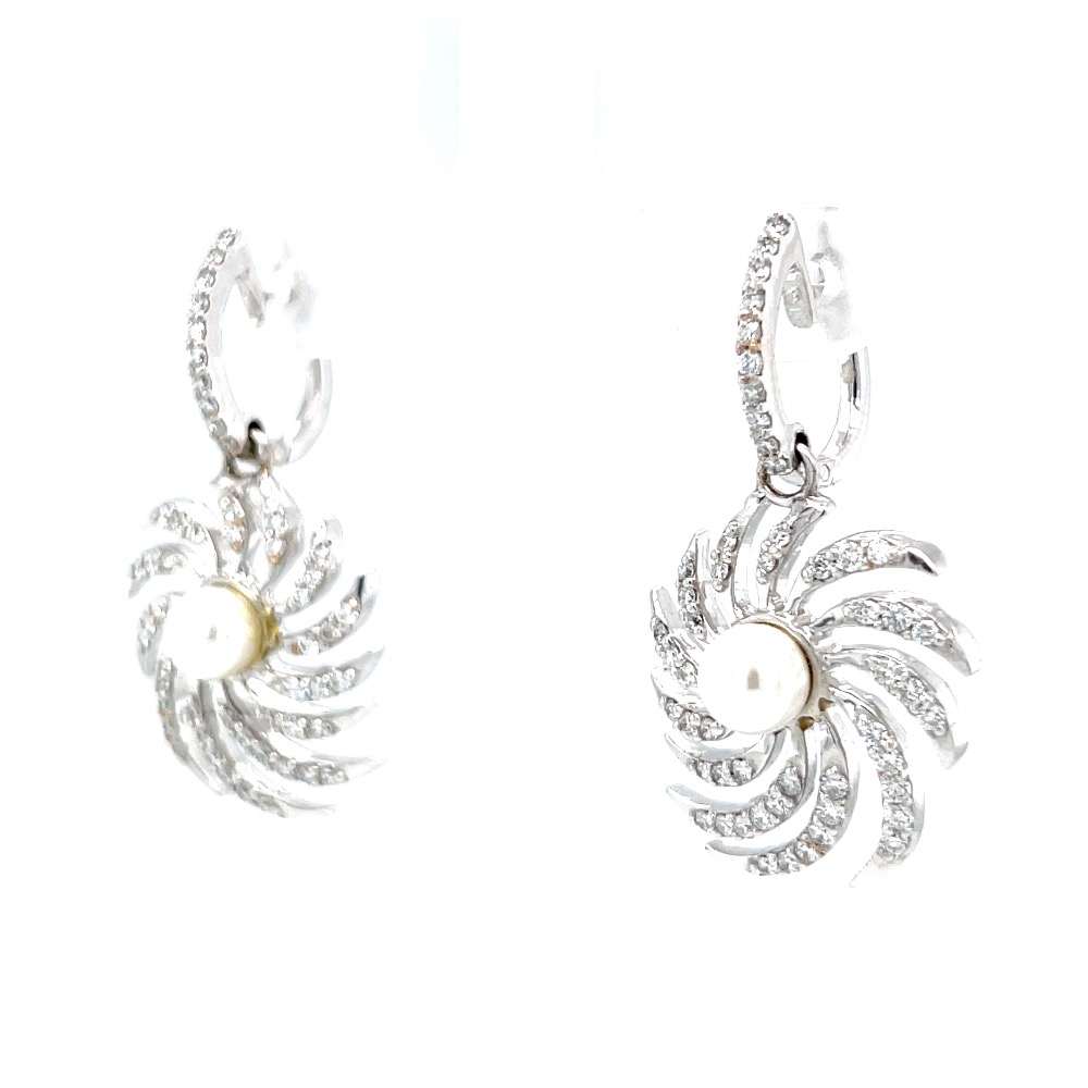 Chakri inspired drop with pearl & bali in hallmark white gold 8top14 - Image 3