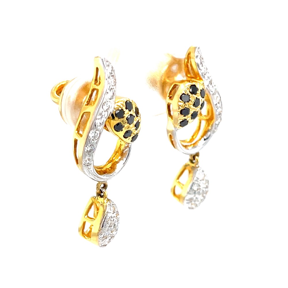 Earrings with a small drop in black & white diamonds 7top157 - Image 2