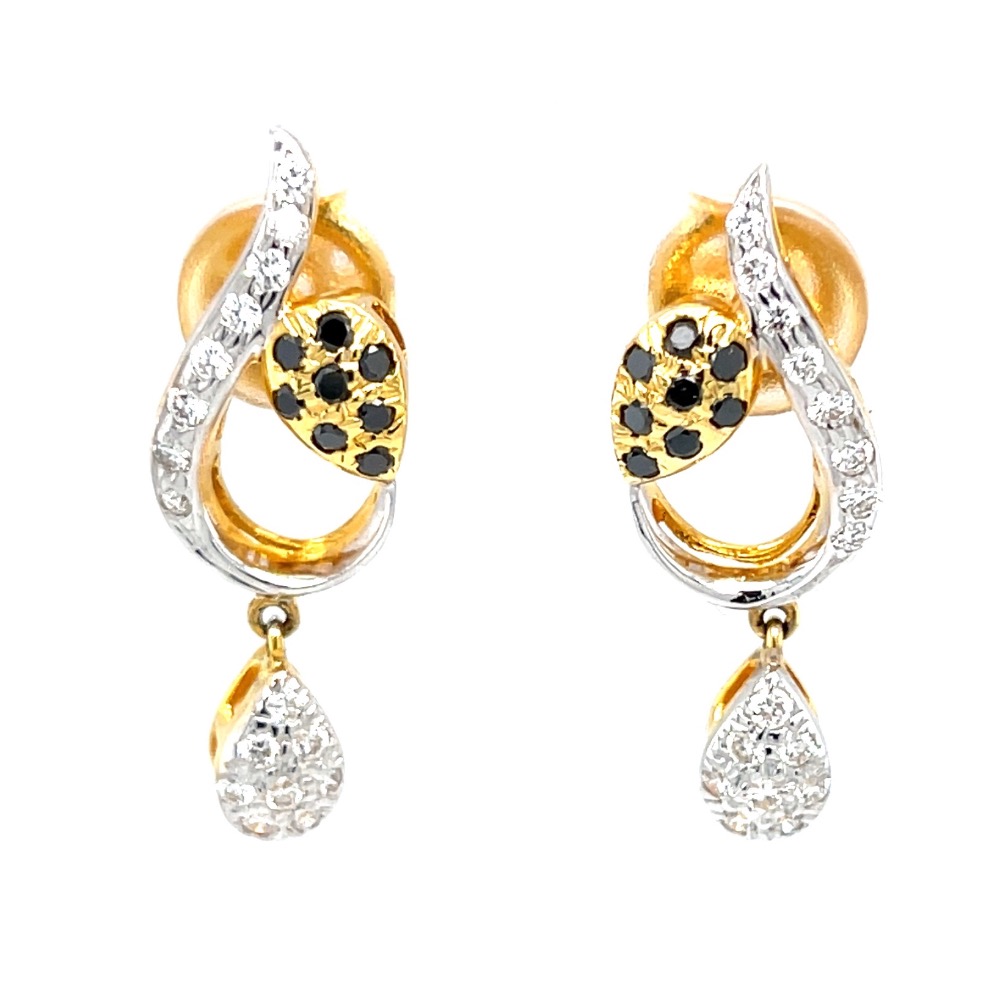 Earrings with a small drop in black & white diamonds 7top157