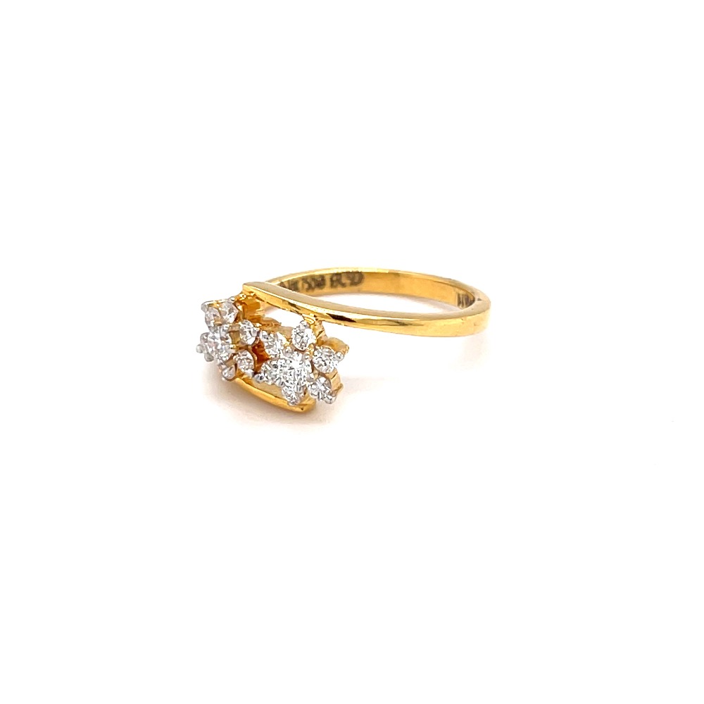 Two flower with cross band in 18k hallmark yellow gold - Image 3