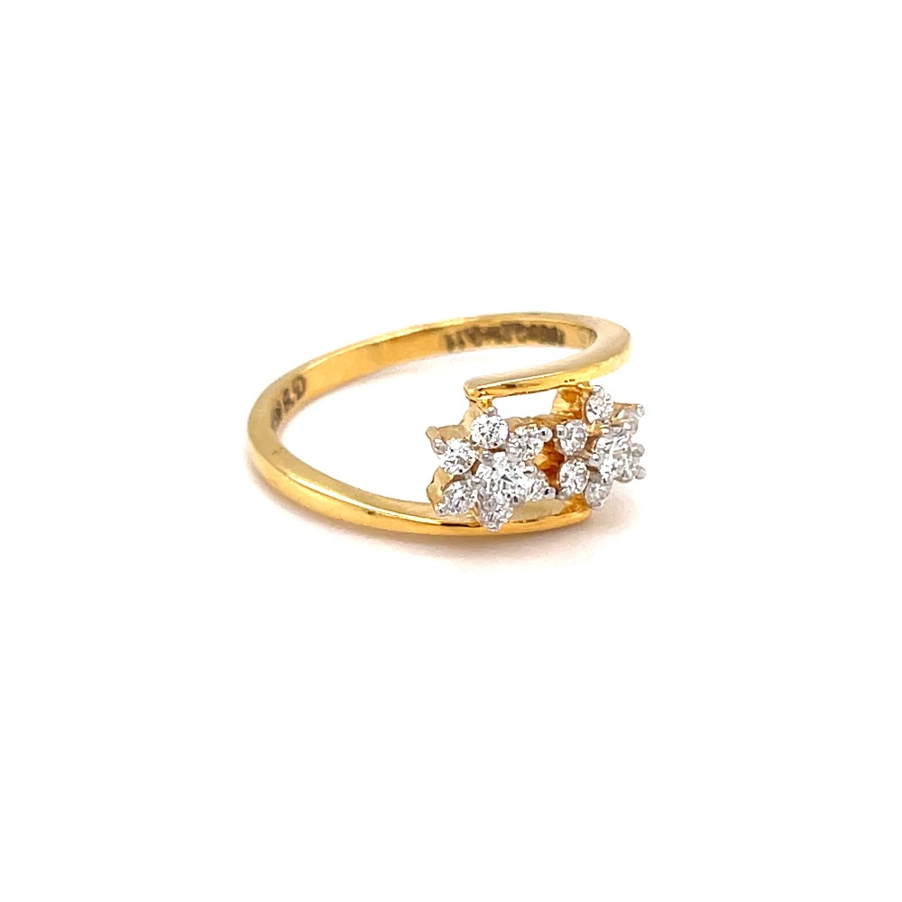 Two flower with cross band in 18k hallmark yellow gold - Image 2