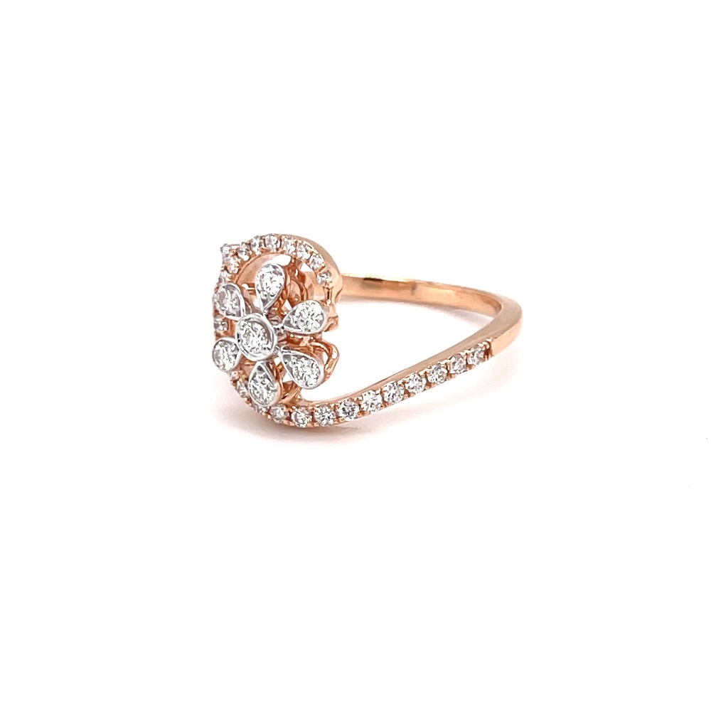 Designer floral diamond ring in pave setting and microsetting - Image 3