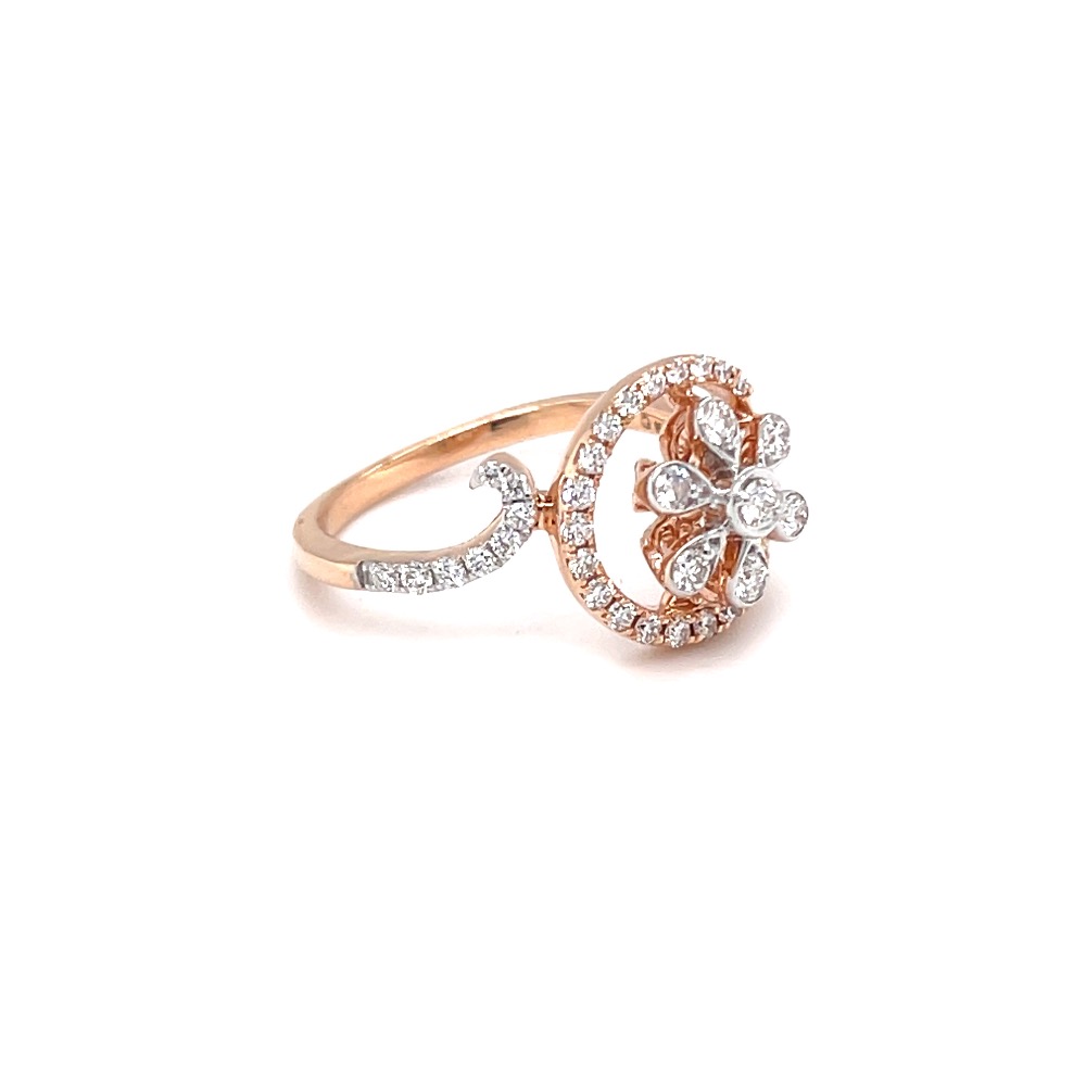 Designer floral diamond ring in pave setting and microsetting - Image 2
