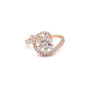 Designer floral diamond ring in pave setting and microsetting
