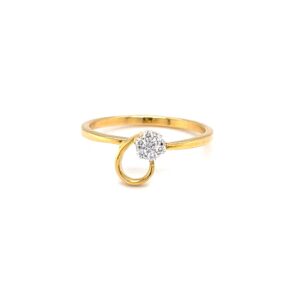 Seven diamond flower with a golden loop in hallmark yellow gold