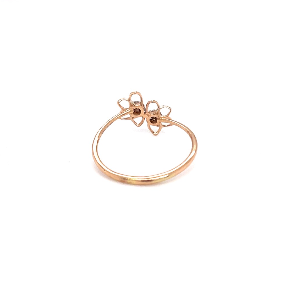 Delicate dual flower with golden petals diamond ring - Image 5