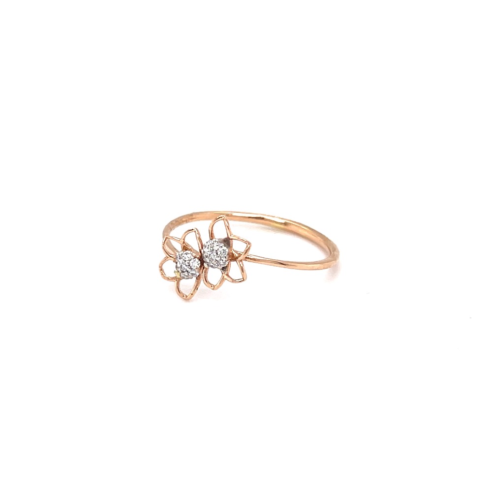 Delicate dual flower with golden petals diamond ring - Image 3
