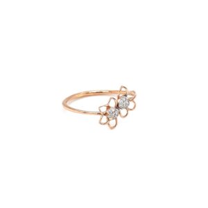 Delicate dual flower with golden petals diamond ring