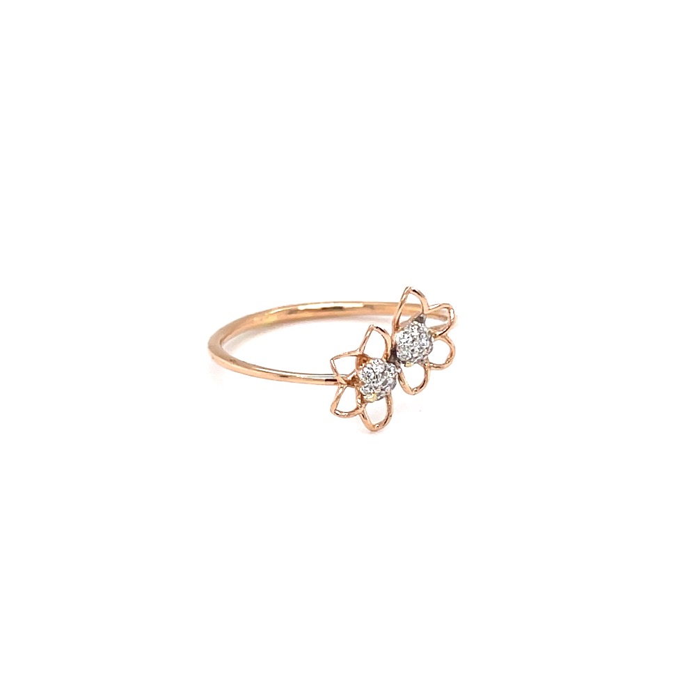 Delicate dual flower with golden petals diamond ring - Image 2