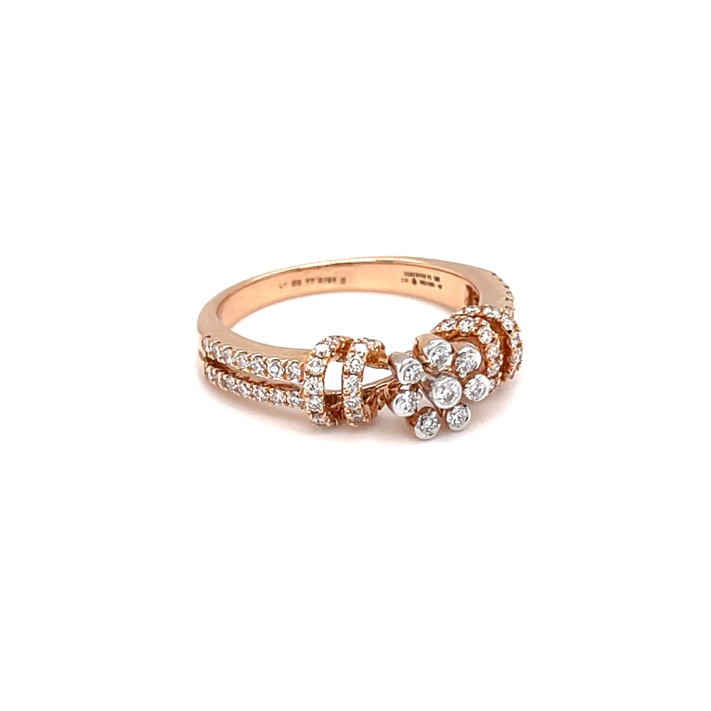 Floral design with dual band diamond ring in rose gold - Image 2