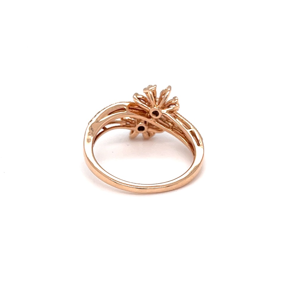 Dual flower contemporary diamond ring with hallmark rose gold - Image 5