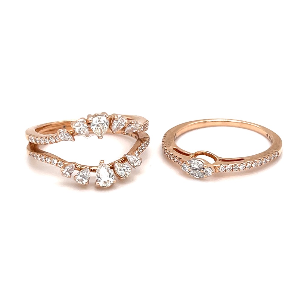 Stackable diamond ring with pear round & marquise diamonds - Image 5