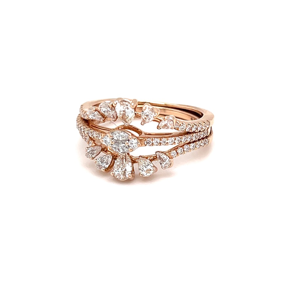 Stackable diamond ring with pear round & marquise diamonds - Image 3