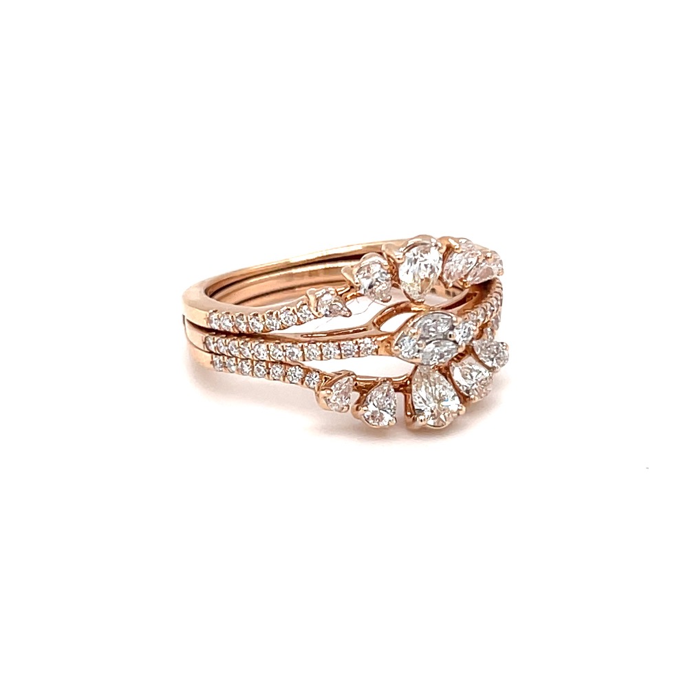 Stackable diamond ring with pear round & marquise diamonds - Image 2