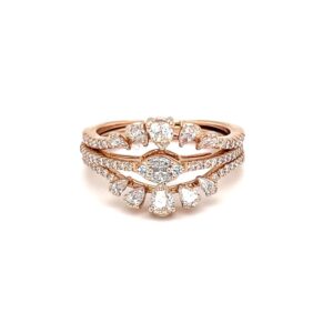 Stackable diamond ring with pear round & marquise diamonds