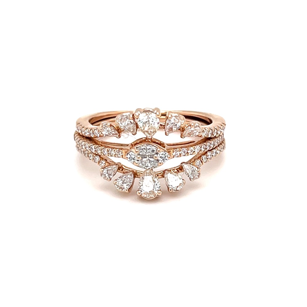 Stackable diamond ring with pear round & marquise diamonds