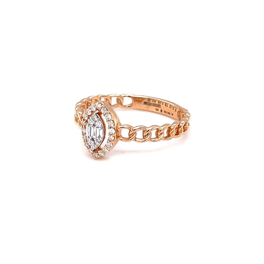 Marquise shape pressure set in cuban band design with baguettes - Image 3
