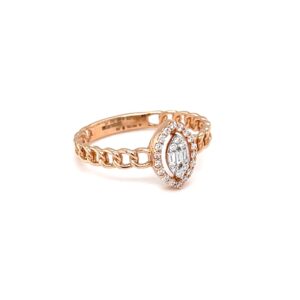 Marquise shape pressure set in cuban band design with baguettes