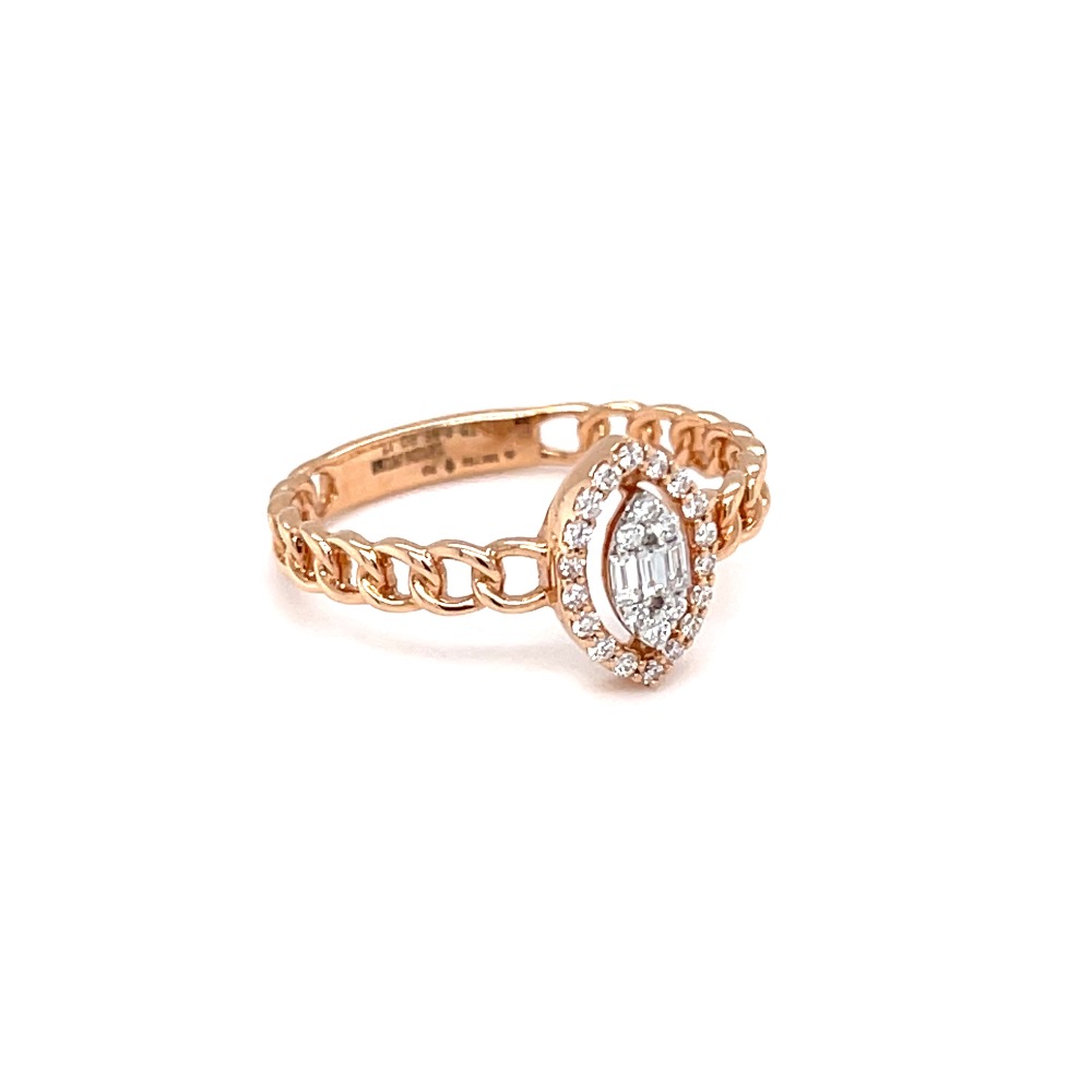 Marquise shape pressure set in cuban band design with baguettes - Image 2