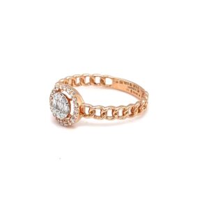 Cuban band diamond ring with baguette pressure set