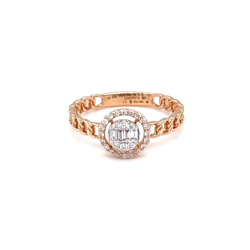 Cuban band diamond ring with baguette pressure set