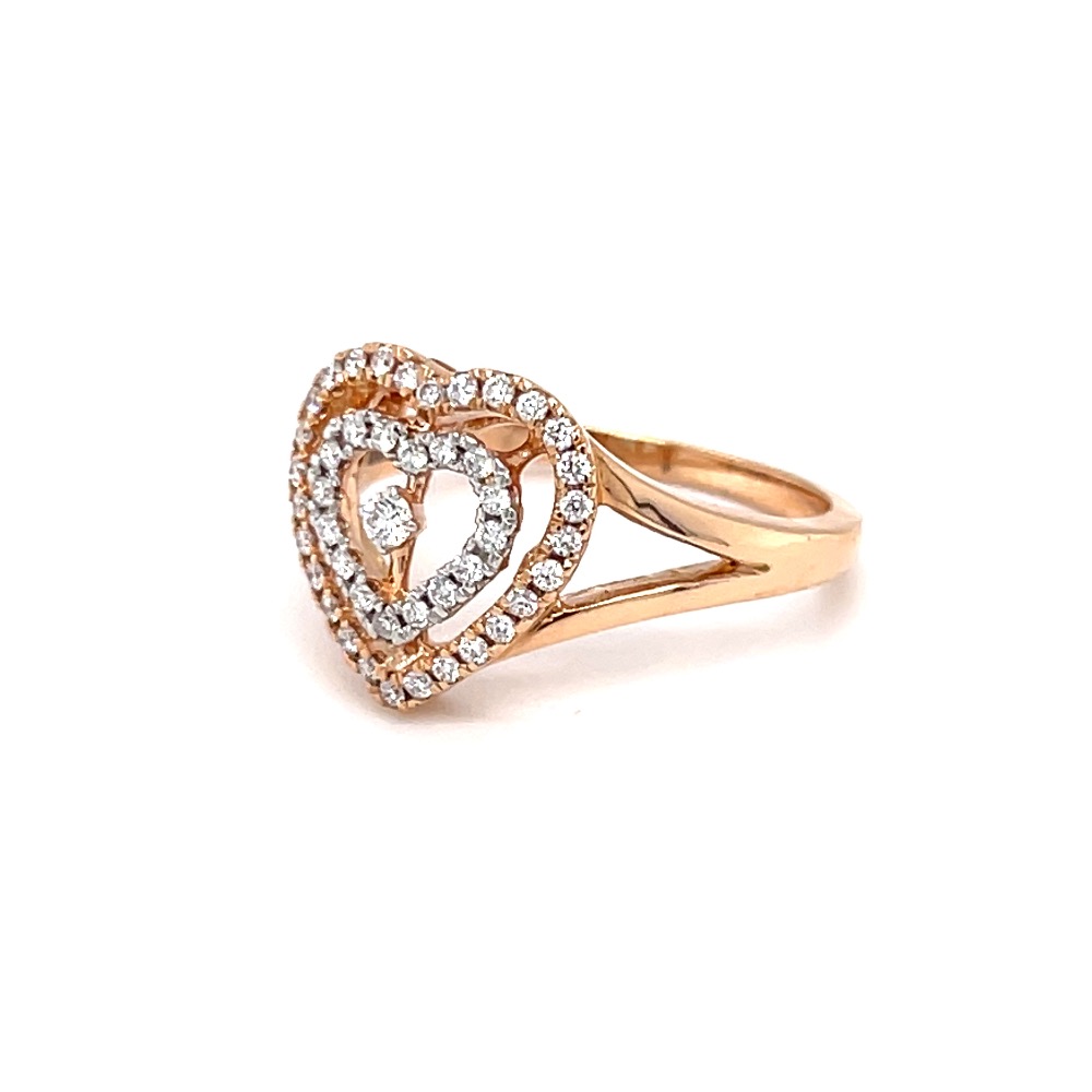 Dual heart with centre single diamond hallmarked ladies ring - Image 3