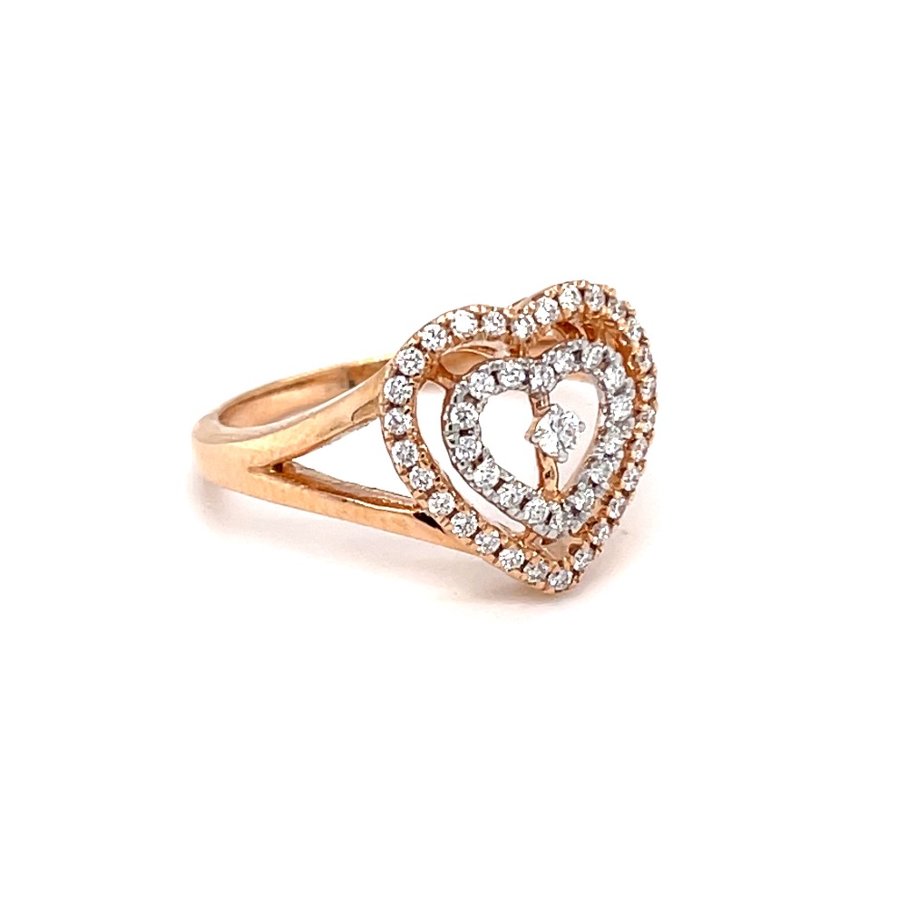 Dual heart with centre single diamond hallmarked ladies ring - Image 2