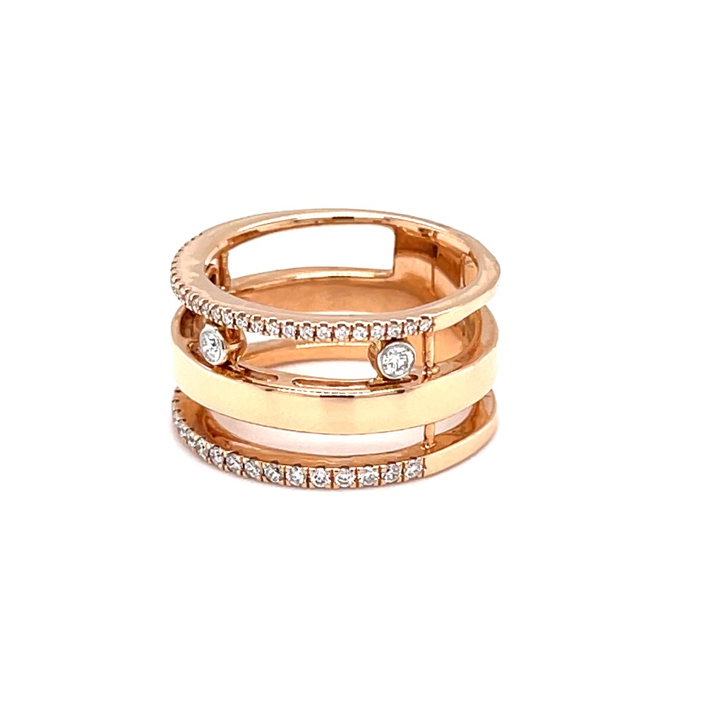 Three line band diamond ring with moving diamonds - Image 3