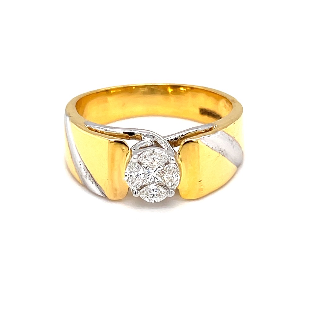 Pressure setting solitaire look diamond ring