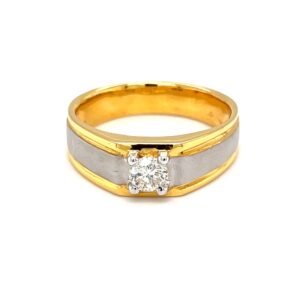 Solitaire ring for men with matt finish hallmark gold