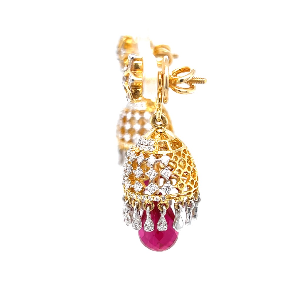 Detachable diamond jhumkis with red stone 6top173 - Image 4