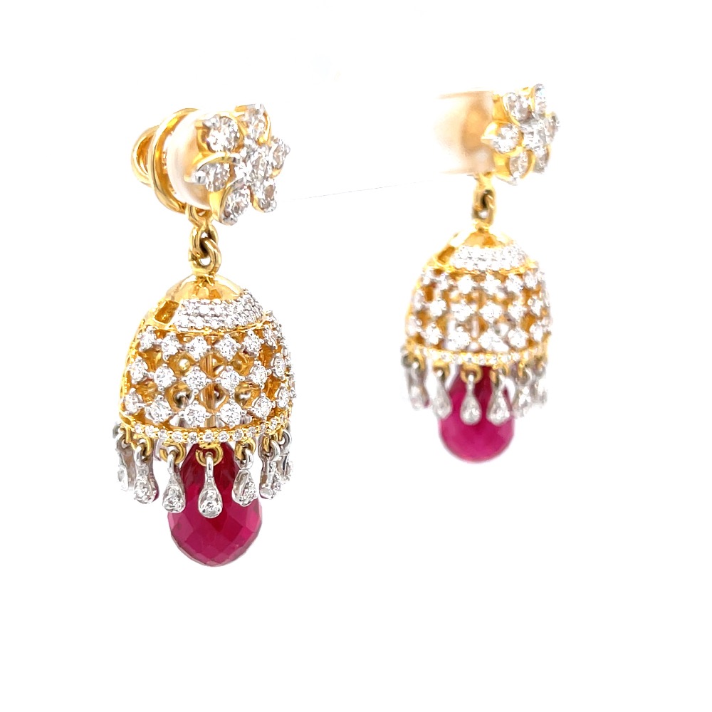 Detachable diamond jhumkis with red stone 6top173 - Image 2