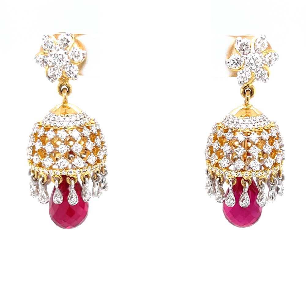 Detachable diamond jhumkis with red stone 6top173