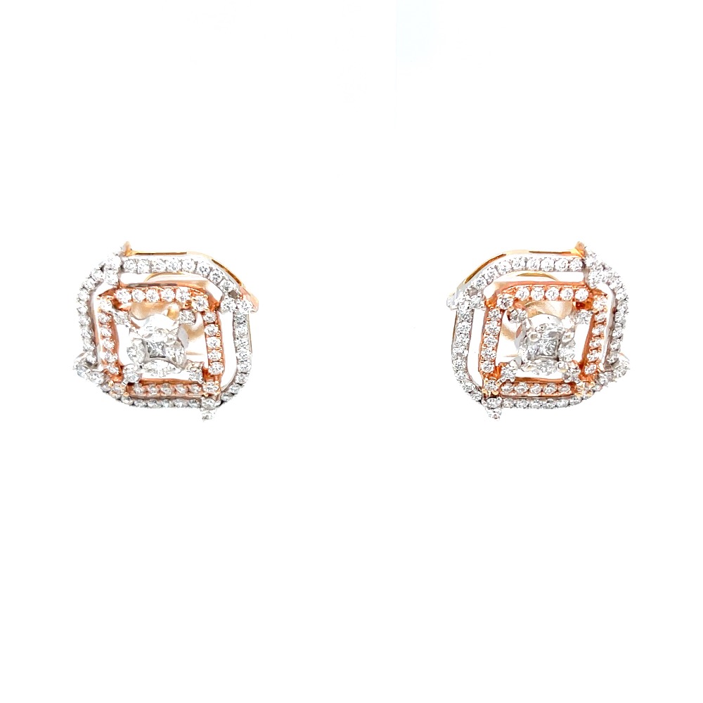 Double Rectangle With Pressure Set in Centre Earrings 6TOP66