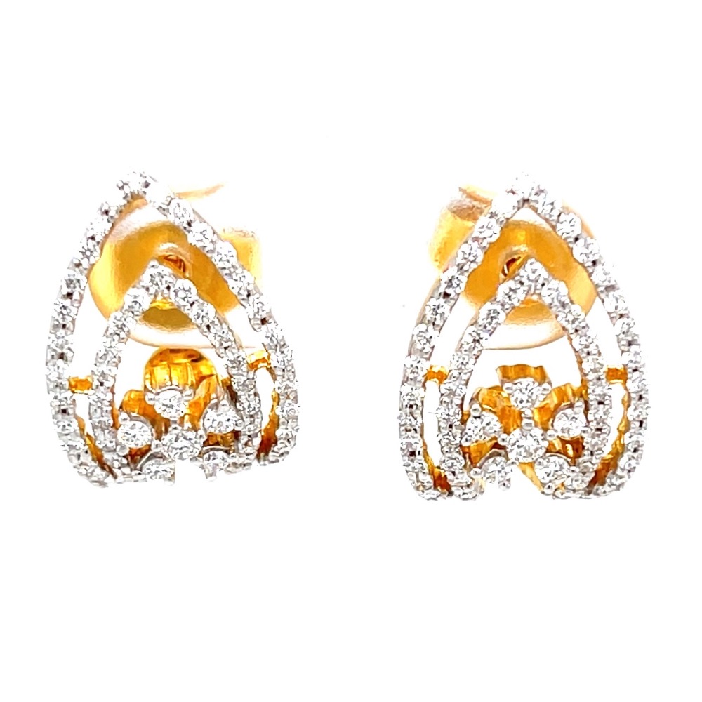Traditional Pair of Bali with Flower Motif in 18K Hallmark Gold