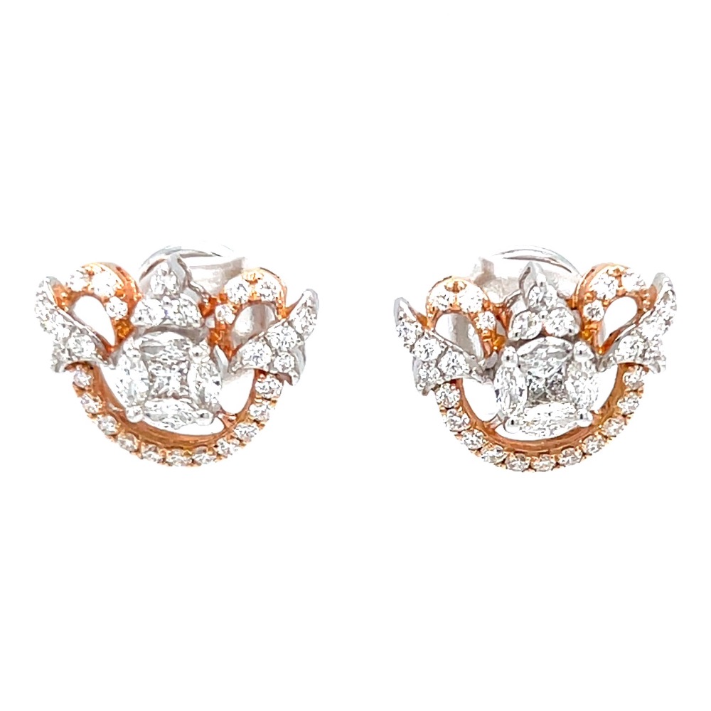 Gorgeous Pressure Setting Semi Circle Diamond Earrings 6TOP91