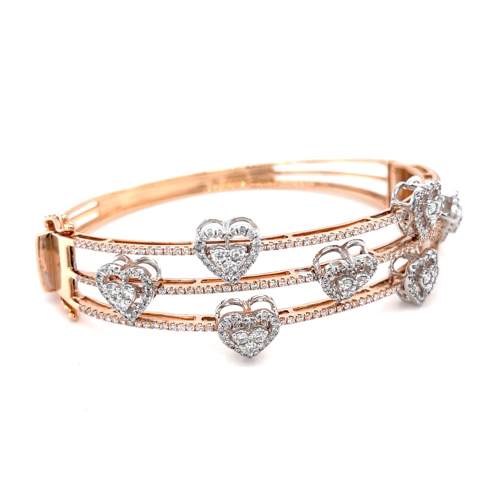 3 Lines with 7 Delicately moving Hearts Diamond Bracelet - Image 2